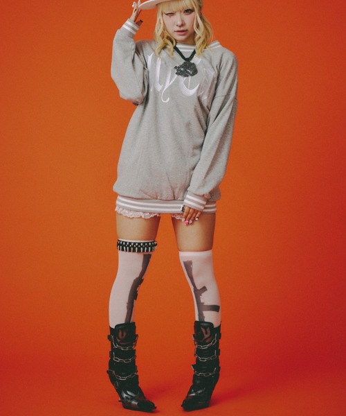 GALFY（ガルフィー）の「【GALFY】GAL スポオフショルミニワンピ / 【ガルフィー】オフショルダースウェットミニワンピース（ワンピース・レディース・杢グレー/ブラック/ホワイト・ONE SIZE）」の3枚目の写真