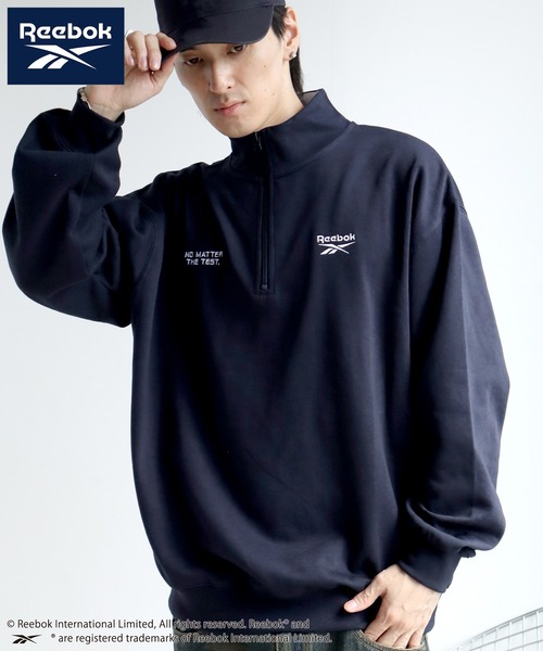Reebok(リーボック)の「【Reebok/リーボック】裏起毛 ハーフジッププルオーバー スウェット(スウェット・メンズ・ネイビー/ホワイト/ブラック/アッシュグレー・M/L/LL)」の4枚目の写真