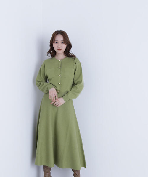 NATURAL BEAUTY BASIC（ナチュラルビューティーベーシック）の「◇【Oggi掲載】ダブルフェイスニットセットアップ（ワンピース・レディース・チャコールグレー/ダークブラウン/ライトグリーン・MEDIUM/P/S）」の18枚目の写真