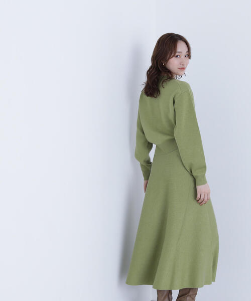 NATURAL BEAUTY BASIC（ナチュラルビューティーベーシック）の「◇【Oggi掲載】ダブルフェイスニットセットアップ（ワンピース・レディース・チャコールグレー/ダークブラウン/ライトグリーン・MEDIUM/P/S）」の20枚目の写真