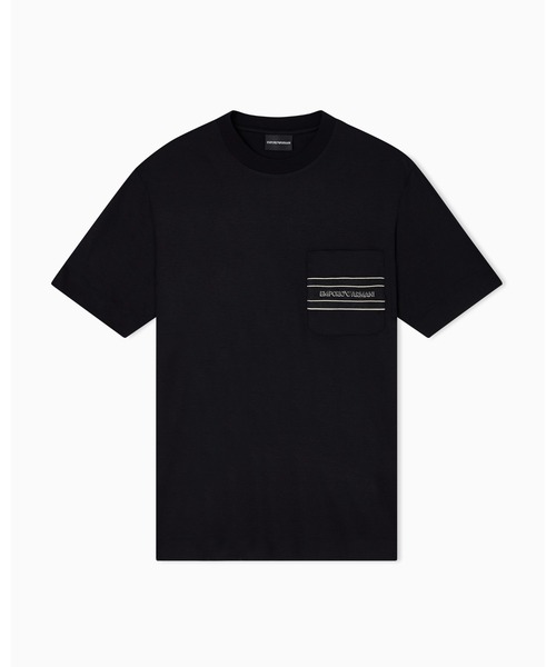 EMPORIO ARMANI(エンポリオアルマーニ)の「【エンポリオ アルマーニ】Tシャツ リヨセル混紡ジャージー ポケット&3Dエフェクトロゴ(Tシャツ/カットソー・メンズ・ブラック・LARGE/MEDIUM/SMALL/X-LARGE/X-SMALL)」の2枚目の写真