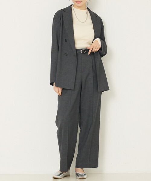 abahouse mavie（アバハウスマヴィ）の「【上下２点セットアップ】グレンチェックジャケット＆セミワイドパンツセット（セットアップ・レディース・ブラウン系その他/チャコールグレー・36/38/40）」の2枚目の写真
