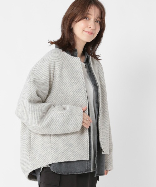 studio CLIP（スタディオクリップ）の「ノーカラーコクーンコート（ノーカラーコート・レディース・ベージュ/ブラック/グレー・FREE）」の5枚目の写真