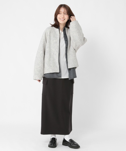 studio CLIP（スタディオクリップ）の「ノーカラーコクーンコート（ノーカラーコート・レディース・ベージュ/ブラック/グレー・FREE）」の10枚目の写真