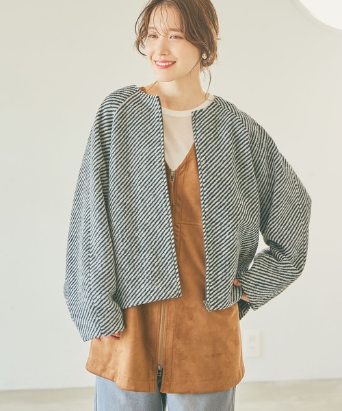 studio CLIP（スタディオクリップ）の「ノーカラーコクーンコート（ノーカラーコート・レディース・ベージュ/ブラック/グレー・FREE）」の11枚目の写真