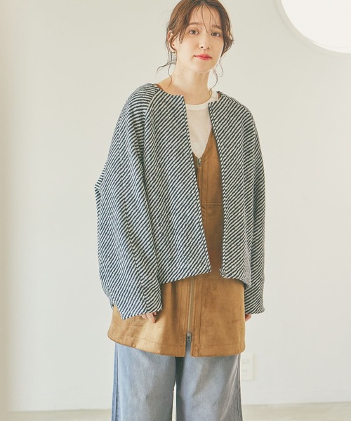 studio CLIP（スタディオクリップ）の「ノーカラーコクーンコート（ノーカラーコート・レディース・ベージュ/ブラック/グレー・FREE）」の12枚目の写真