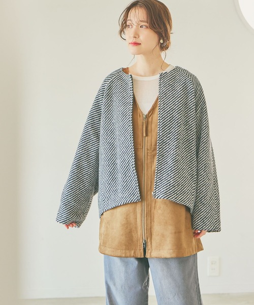 studio CLIP（スタディオクリップ）の「ノーカラーコクーンコート（ノーカラーコート・レディース・ベージュ/ブラック/グレー・FREE）」の13枚目の写真