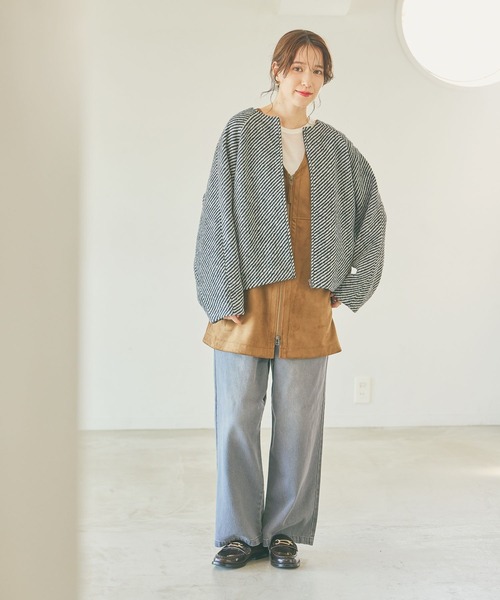 studio CLIP（スタディオクリップ）の「ノーカラーコクーンコート（ノーカラーコート・レディース・ベージュ/ブラック/グレー・FREE）」の16枚目の写真