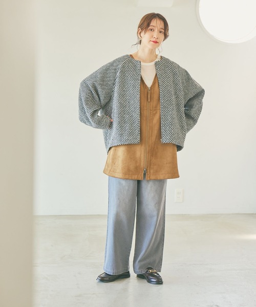 studio CLIP（スタディオクリップ）の「ノーカラーコクーンコート（ノーカラーコート・レディース・ベージュ/ブラック/グレー・FREE）」の17枚目の写真