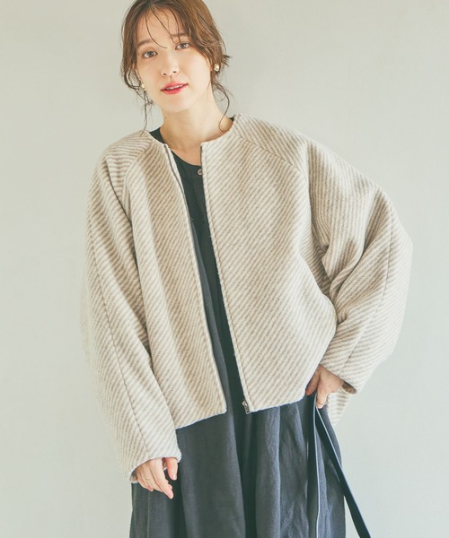 studio CLIP（スタディオクリップ）の「ノーカラーコクーンコート（ノーカラーコート・レディース・ベージュ/ブラック/グレー・FREE）」の19枚目の写真