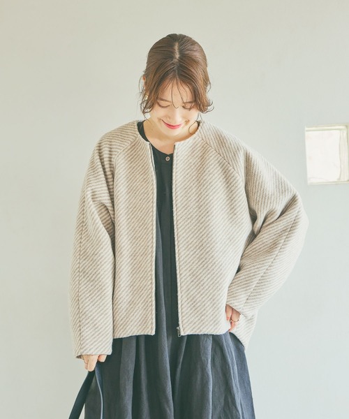 studio CLIP（スタディオクリップ）の「ノーカラーコクーンコート（ノーカラーコート・レディース・ベージュ/ブラック/グレー・FREE）」の21枚目の写真