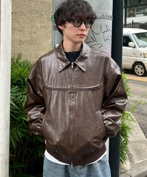 Chikashitsu +（チカシツプラス）の「【Chikashitsu +】round stitch coating jacket / 【チカシツプラス】ラウンドステッチコーティングジャケット（ブルゾン）」