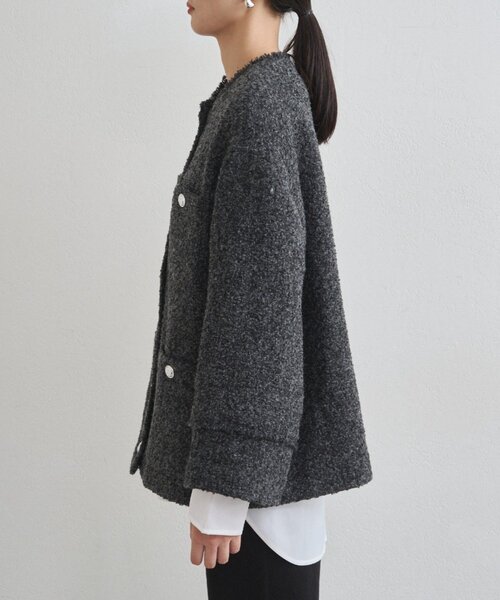 ラウンジドレス　コンパクトツィードジャケット Loungedress（ラウンジドレス） ジャケット ノーカラージャケット