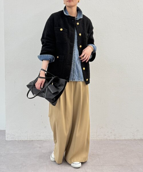 LOUNGEDRESS（ラウンジドレス）の「ツイードジャケット（ノーカラージャケット・レディース・グレー/ブラック/ブラウン/グレー系その他/オフホワイト/ブラック系その他・FREE）」の11枚目の写真