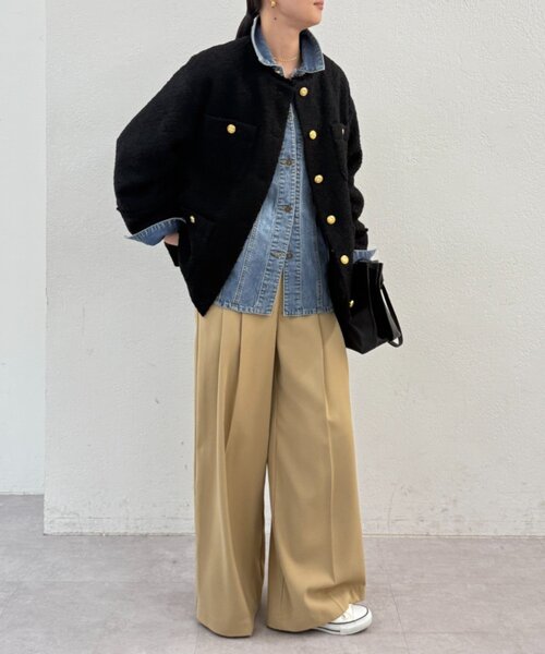 LOUNGEDRESS（ラウンジドレス）の「ツイードジャケット（ノーカラージャケット・レディース・グレー/ブラック/ブラウン/グレー系その他/オフホワイト/ブラック系その他・FREE）」の12枚目の写真