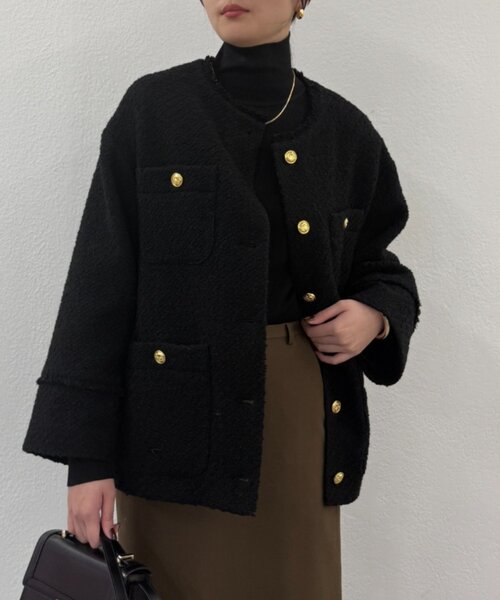 LOUNGEDRESSラウンジドレス ツイードジャケット LOUNGEDRESS（ラウンジドレス）の「ツイードジャケット（ノーカラー