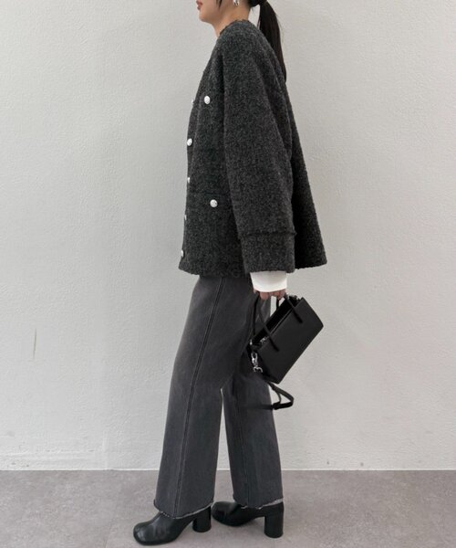 LOUNGEDRESS ♡ツイードコート Loungedress ラウンジドレス ツイードジャケット コート ブラック しゃ