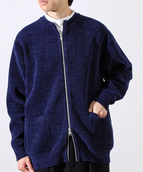 GLOSTER（グロスター）の「【チクチクしないニットシリーズ】モールダブルフェイス クルージップカーデ（カーディガン/ボレロ・メンズ・カーキ/ブラック/ネイビー・S/M/L）」の3枚目の写真