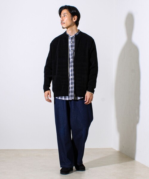 GLOSTER（グロスター）の「【チクチクしないニットシリーズ】モールダブルフェイス クルージップカーデ（カーディガン/ボレロ・メンズ・カーキ/ブラック/ネイビー・S/M/L）」の4枚目の写真