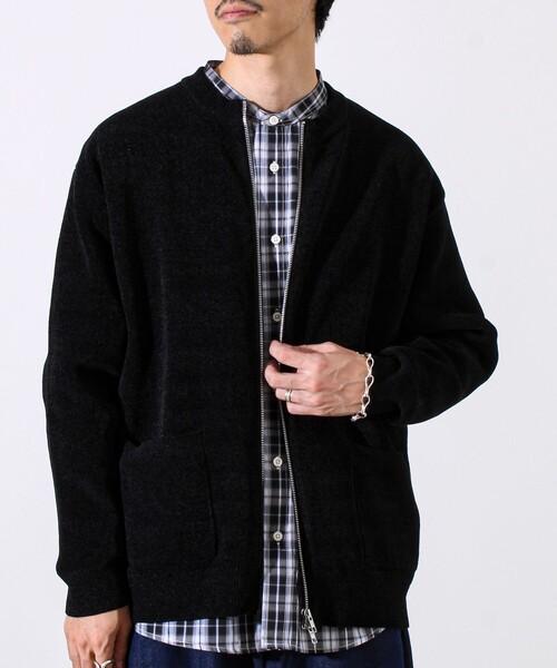 GLOSTER（グロスター）の「【チクチクしないニットシリーズ】モールダブルフェイス クルージップカーデ（カーディガン/ボレロ・メンズ・カーキ/ブラック/ネイビー・S/M/L）」の6枚目の写真