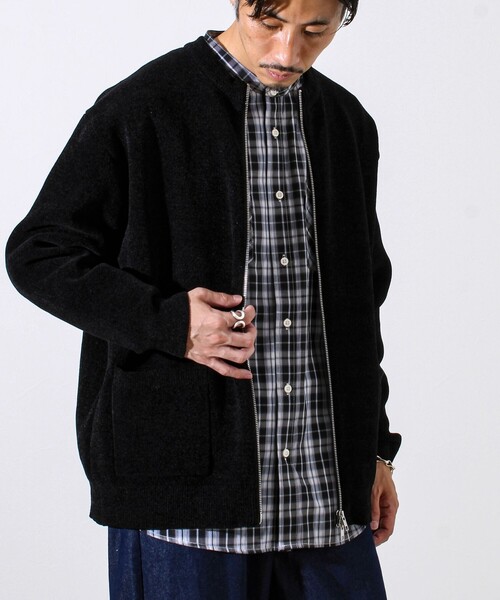 GLOSTER（グロスター）の「【チクチクしないニットシリーズ】モールダブルフェイス クルージップカーデ（カーディガン/ボレロ・メンズ・カーキ/ブラック/ネイビー・S/M/L）」の9枚目の写真