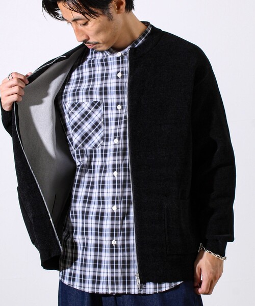 GLOSTER（グロスター）の「【チクチクしないニットシリーズ】モールダブルフェイス クルージップカーデ（カーディガン/ボレロ・メンズ・カーキ/ブラック/ネイビー・S/M/L）」の10枚目の写真