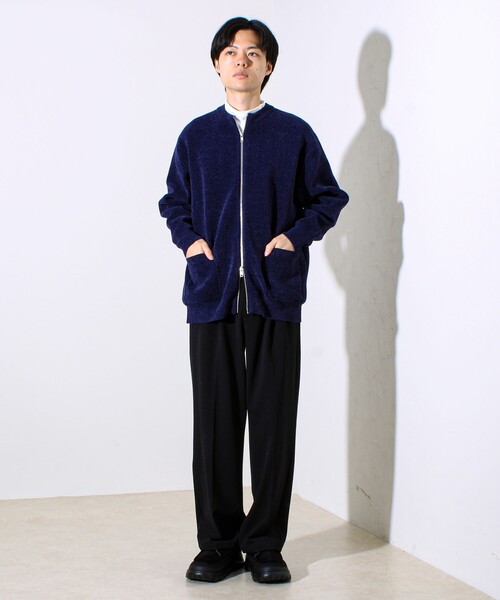 GLOSTER（グロスター）の「【チクチクしないニットシリーズ】モールダブルフェイス クルージップカーデ（カーディガン/ボレロ・メンズ・カーキ/ブラック/ネイビー・S/M/L）」の18枚目の写真