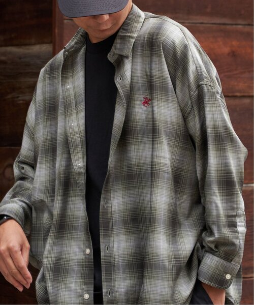 BEVERLY HILLS POLO CLUB（ビバリーヒルズポロクラブ）の「BEVERLY HILLS POLO CLUB TRルーズシルエットシャツ（シャツ/ブラウス・レディース・ブラック/サックスブルー/イエロー系/オレンジ系/グリーン系/グレー・M）」の3枚目の写真