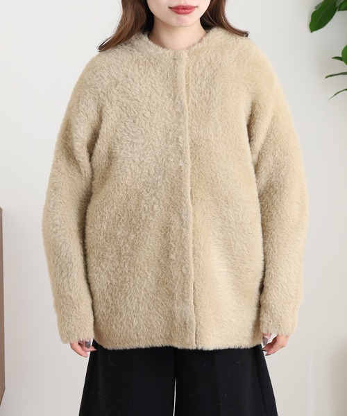 OMNES（オムネス）の「OMNES Supremo フェザーヤーンダブルフェイスニットカーディガン（カーディガン/ボレロ・レディース・グレー・FREE）」の14枚目の写真