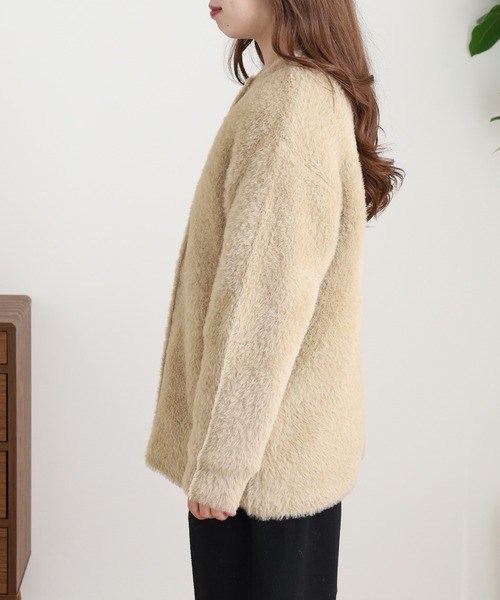 OMNES（オムネス）の「OMNES Supremo フェザーヤーンダブルフェイスニットカーディガン（カーディガン/ボレロ・レディース・グレー・FREE）」の15枚目の写真