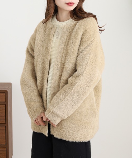 OMNES（オムネス）の「OMNES Supremo フェザーヤーンダブルフェイスニットカーディガン（カーディガン/ボレロ・レディース・グレー・FREE）」の10枚目の写真