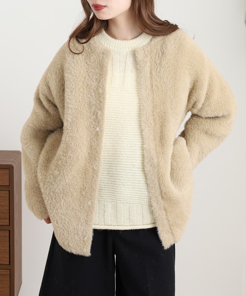 OMNES（オムネス）の「OMNES Supremo フェザーヤーンダブルフェイスニットカーディガン（カーディガン/ボレロ・レディース・グレー・FREE）」の11枚目の写真