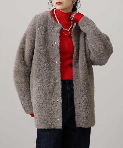 OMNES（オムネス）の「OMNES Supremo フェザーヤーンダブルフェイスニットカーディガン（カーディガン/ボレロ・レディース・グレー・FREE）」の8枚目の写真