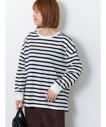 無地/ボーダー天竺長袖カットソー