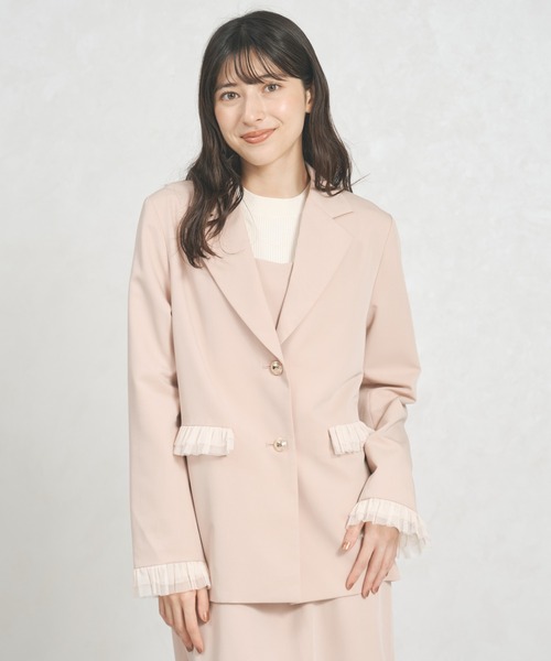 31 Sons de mode（トランテアン　ソン　ドゥ　モード）の「WEB限定アイテム チュールフリルジャケット（テーラードジャケット・レディース・ピンク/アイボリー/ブラウン系・ﾌﾘ-）」の5枚目の写真