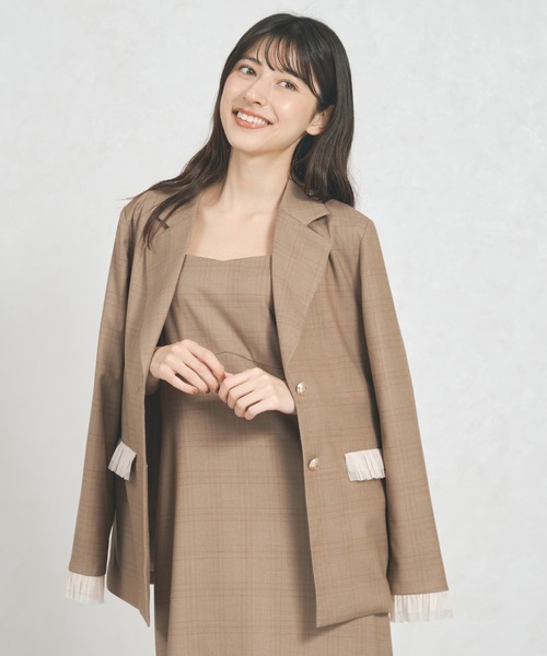 31 Sons de mode（トランテアン　ソン　ドゥ　モード）の「WEB限定アイテム チュールフリルジャケット（テーラードジャケット・レディース・ピンク/アイボリー/ブラウン系・ﾌﾘ-）」の16枚目の写真