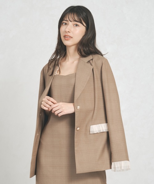 31 Sons de mode（トランテアン　ソン　ドゥ　モード）の「WEB限定アイテム チュールフリルジャケット（テーラードジャケット・レディース・ピンク/アイボリー/ブラウン系・ﾌﾘ-）」の18枚目の写真