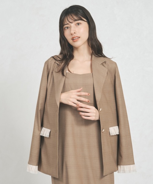 31 Sons de mode（トランテアン　ソン　ドゥ　モード）の「WEB限定アイテム チュールフリルジャケット（テーラードジャケット・レディース・ピンク/アイボリー/ブラウン系・ﾌﾘ-）」の19枚目の写真