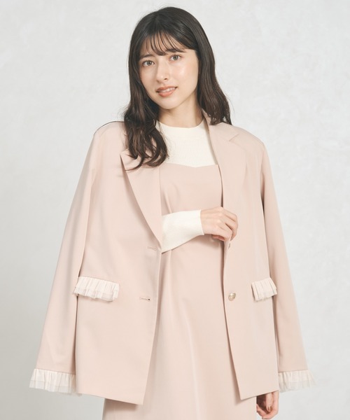 31 Sons de mode（トランテアン　ソン　ドゥ　モード）の「WEB限定アイテム チュールフリルジャケット（テーラードジャケット・レディース・ピンク/アイボリー/ブラウン系・ﾌﾘ-）」の6枚目の写真