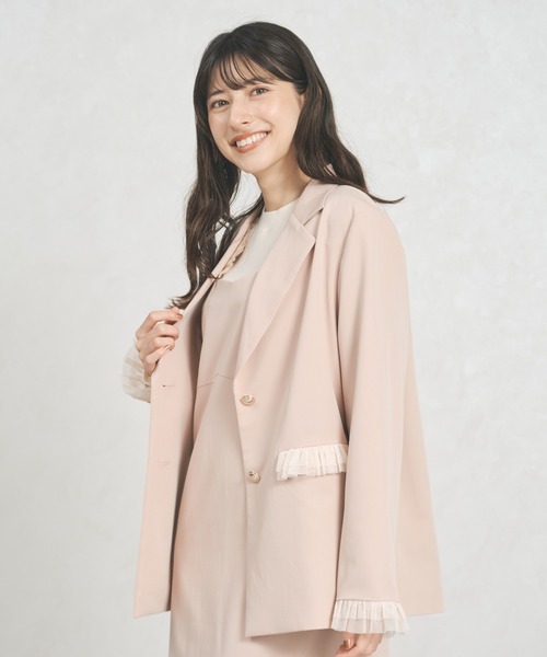 31 Sons de mode（トランテアン　ソン　ドゥ　モード）の「WEB限定アイテム チュールフリルジャケット（テーラードジャケット・レディース・ピンク/アイボリー/ブラウン系・ﾌﾘ-）」の11枚目の写真