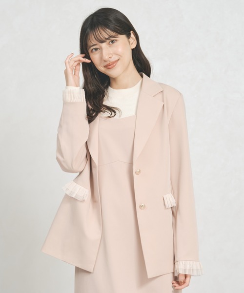 31 Sons de mode（トランテアン　ソン　ドゥ　モード）の「WEB限定アイテム チュールフリルジャケット（テーラードジャケット・レディース・ピンク/アイボリー/ブラウン系・ﾌﾘ-）」の9枚目の写真