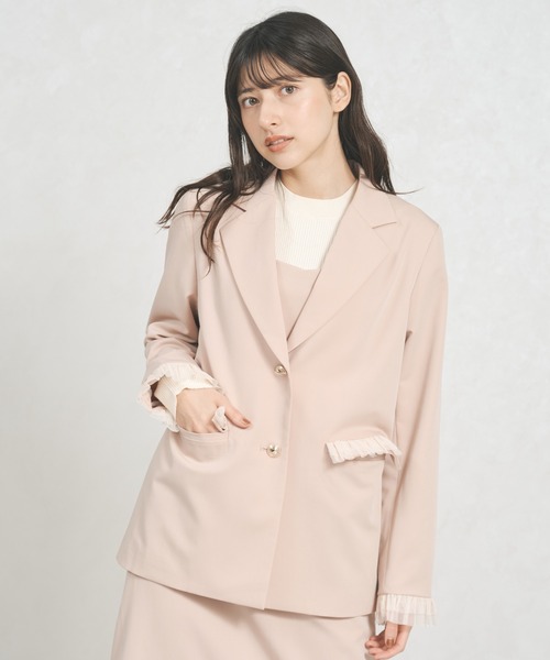 31 Sons de mode（トランテアン　ソン　ドゥ　モード）の「WEB限定アイテム チュールフリルジャケット（テーラードジャケット・レディース・ピンク/アイボリー/ブラウン系・ﾌﾘ-）」の7枚目の写真