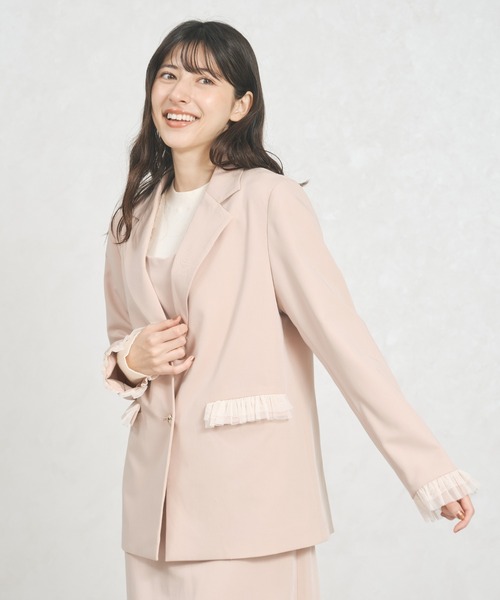 31 Sons de mode（トランテアン　ソン　ドゥ　モード）の「WEB限定アイテム チュールフリルジャケット（テーラードジャケット・レディース・ピンク/アイボリー/ブラウン系・ﾌﾘ-）」の8枚目の写真