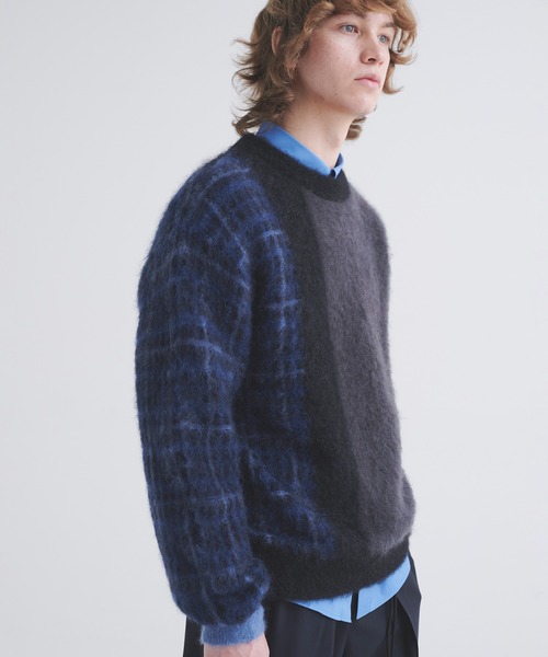 CULLNI for DAKS LONDON Asymmetrical Mohair Shaggy Pullover Knit