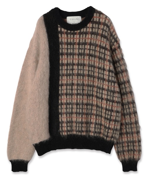 CULLNI（クルニ）の「CULLNI for DAKS LONDON Asymmetrical Mohair Shaggy Pullover Knit（ニット/セーター・メンズ・ブラック×ブラック/チャコール/チェック/ブラック×ベージュ・0/1/2）」の6枚目の写真