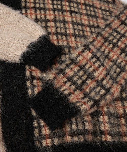 CULLNI（クルニ）の「CULLNI for DAKS LONDON Asymmetrical Mohair Shaggy Pullover Knit（ニット/セーター・メンズ・ブラック×ブラック/チャコール/チェック/ブラック×ベージュ・0/1/2）」の8枚目の写真