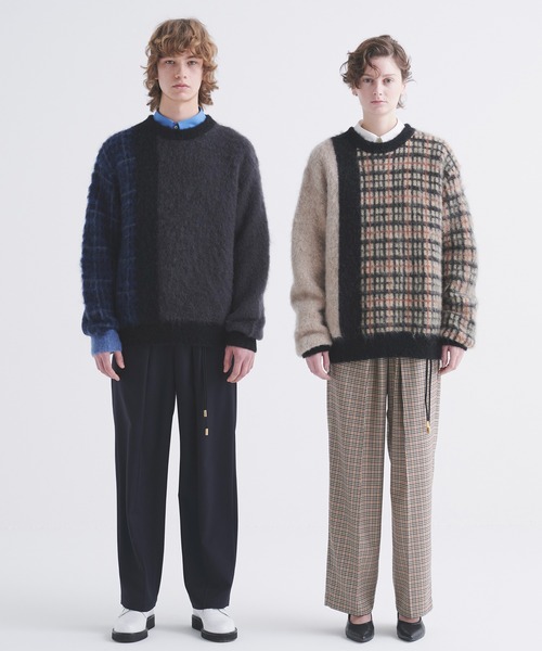 CULLNI（クルニ）の「CULLNI for DAKS LONDON Asymmetrical Mohair Shaggy Pullover Knit（ニット/セーター・メンズ・ブラック×ブラック/チャコール/チェック/ブラック×ベージュ・0/1/2）」の5枚目の写真