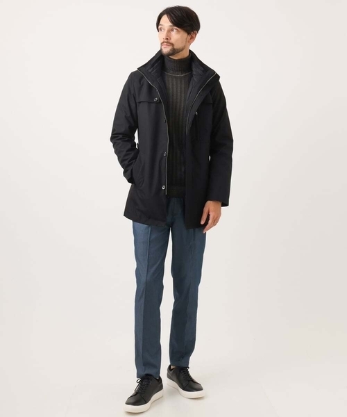 MICHEL KLEIN HOMME (ミッシェルクランオム)の「3WAYライナー付きコート(ステンカラーコート・メンズ・ブラック/グレー・MEDIUM/LARGE/X-LARGE)」の6枚目の写真
