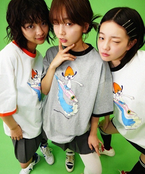 L.H.P（エルエイチピー）の「Parappa The Rapper/パラッパラッパー/プリント リンガー半袖 TEE（Tシャツ/カットソー・レディース・グレー/ブラック・M/L）」の8枚目の写真