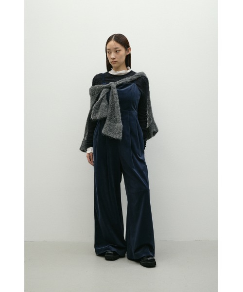 STYLEMIXER(スタイルミキサー)の「ワイドタックベロアロンパース(つなぎ/オールインワン・レディース・ベージュ/ネイビー・SMALL/MEDIUM)」の12枚目の写真